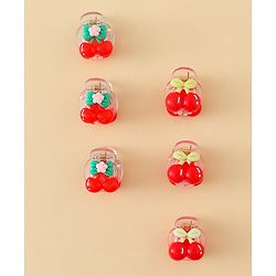 Babyhug Hair Clips with Fruit Applique Pack of 10 - Red