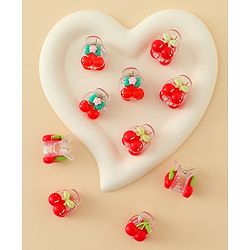 Babyhug Hair Clips with Fruit Applique Pack of 10 - Red