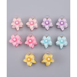 Babyhug Hair Clips With Floral Applique Pack of 10  -Multicolor
