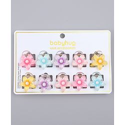 Babyhug Hair Clips With Floral Applique Pack of 10  -Multicolor