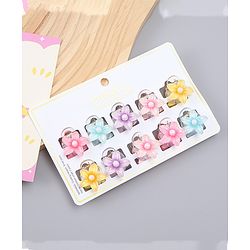 Babyhug Hair Clips With Floral Applique Pack of 10  -Multicolor
