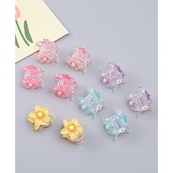 Babyhug Hair Clips With Floral Applique Pack of 10  -Multicolor