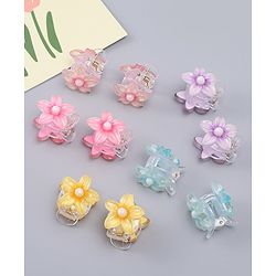 Babyhug Hair Clips With Floral Applique Pack of 10  -Multicolor