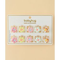 Babyhug Flower Shaped Hair Clips Pack of 10 - Multicolor