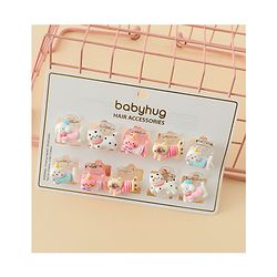 Babyhug Hair Clips with Character Print Design Pack of 10  - Multicolor