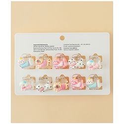 Babyhug Hair Clips with Character Print Design Pack of 10  - Multicolor