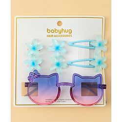 Babyhug Hair Accessories Combo Set With Floral Applique- Purple