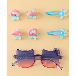 Babyhug Hair Accessories Combo Set With Floral Applique- Purple