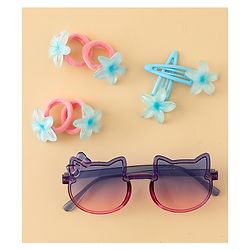 Babyhug Hair Accessories Combo Set With Floral Applique- Purple