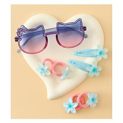 Babyhug Hair Accessories Combo Set With Floral Applique- Purple