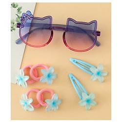 Babyhug Hair Accessories Combo Set With Floral Applique- Purple