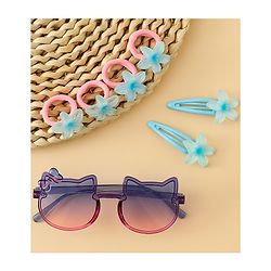 Babyhug Hair Accessories Combo Set With Floral Applique- Purple