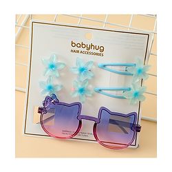 Babyhug Hair Accessories Combo Set With Floral Applique- Purple