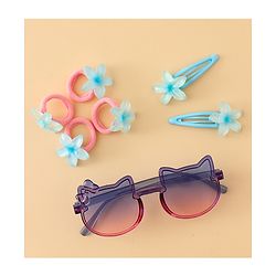 Babyhug Hair Accessories Combo Set With Floral Applique- Purple