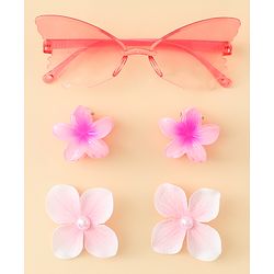Babyhug Hair Accessories Combo Set With Floral Applique- Multicolor