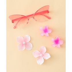 Babyhug Hair Accessories Combo Set With Floral Applique- Multicolor