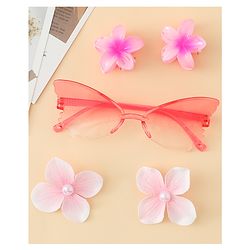 Babyhug Hair Accessories Combo Set With Floral Applique- Multicolor