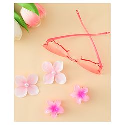 Babyhug Hair Accessories Combo Set With Floral Applique- Multicolor