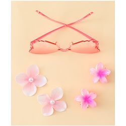Babyhug Hair Accessories Combo Set With Floral Applique- Multicolor