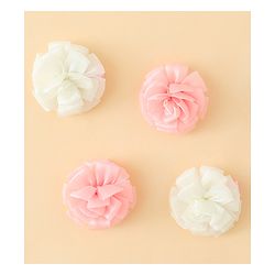 Babyhug Bow and Butterfly Clips With Floral Applique Set of 2 - Offwhite & Pink