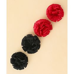 Babyhug Bow and Butterfly Clips With Floral Applique Set of 2 - Black & Red