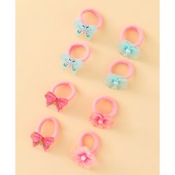 Babyhug Hair Rubber Bands With Butterfly & Floral Applique Pack of 20 - Multicolor