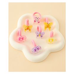 Babyhug Hair Rubber Bands With Butterfly & Floral Applique Pack of 20 - Multicolor