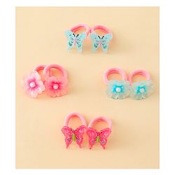 Babyhug Hair Rubber Bands With Butterfly & Floral Applique Pack of 20 - Multicolor