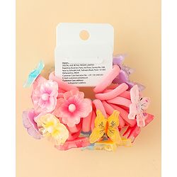 Babyhug Hair Rubber Bands With Butterfly & Floral Applique Pack of 20 - Multicolor