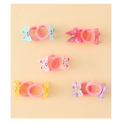 Babyhug Hair Rubber Bands With Butterfly & Floral Applique Pack of 20 - Multicolor