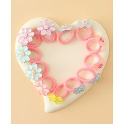 Babyhug Hair Rubber Bands  With Floral Applique Pack of 20 - Multicolor