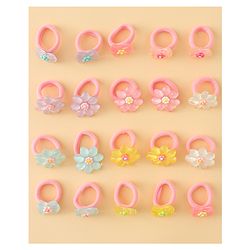 Babyhug Hair Rubber Bands  With Floral Applique Pack of 20 - Multicolor