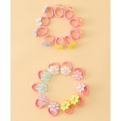 Babyhug Hair Rubber Bands  With Floral Applique Pack of 20 - Multicolor