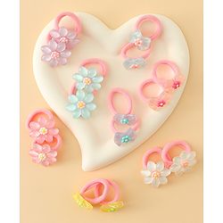 Babyhug Hair Rubber Bands  With Floral Applique Pack of 20 - Multicolor