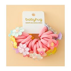 Babyhug Hair Rubber Bands  With Floral Applique Pack of 20 - Multicolor