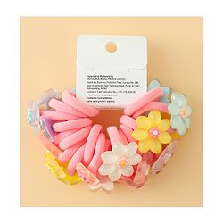 Babyhug Hair Rubber Bands  With Floral Applique Pack of 20 - Multicolor