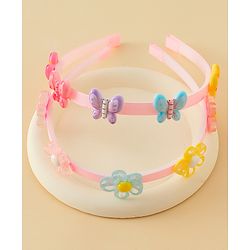 Babyhug Hair Bands with Butterfly & Floral Applique Pack of 2 Free Size - Multicolor