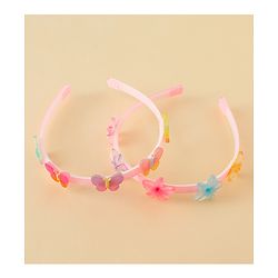 Babyhug Hair Band With Butterfly & Floral Applique Pack of 2 - Pink