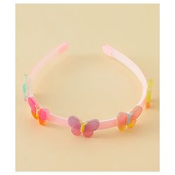 Babyhug Hair Band With Butterfly & Floral Applique Pack of 2 - Pink