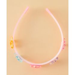 Babyhug Hair Band With Butterfly & Floral Applique Pack of 2 - Pink