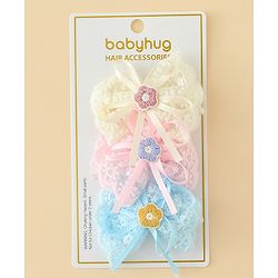 Babyhug Hair Clips With Floral Applique Pack of 3 - Multicolor