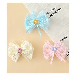 Babyhug Hair Clips With Floral Applique Pack of 3 - Multicolor