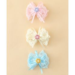 Babyhug Hair Clips With Floral Applique Pack of 3 - Multicolor