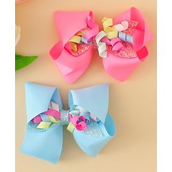 Babyhug Bow & Butterfly Clips with Sequin Detailing Pack of 2 - Light Blue & Pink