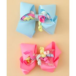 Babyhug Bow & Butterfly Clips with Sequin Detailing Pack of 2 - Light Blue & Pink