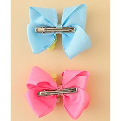 Babyhug Bow & Butterfly Clips with Sequin Detailing Pack of 2 - Light Blue & Pink