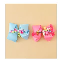 Babyhug Bow & Butterfly Clips with Sequin Detailing Pack of 2 - Light Blue & Pink