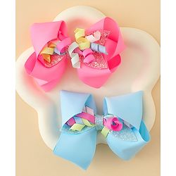 Babyhug Bow & Butterfly Clips with Sequin Detailing Pack of 2 - Light Blue & Pink