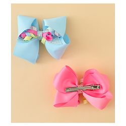 Babyhug Bow & Butterfly Clips with Sequin Detailing Pack of 2 - Light Blue & Pink