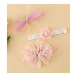 Babyhug Headbands With Floral & Bow Applique Pack of 3 - Multicolor